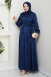 Zerrin Tesettür Elbise - Lacivert