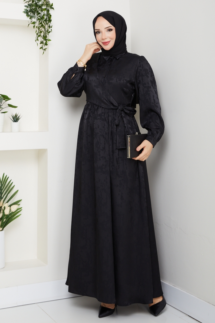 Zerrin Tesettür Elbise - Siyah