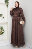 Zerrin Tesettür Elbise - Kahve