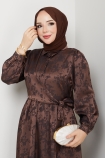 Zerrin Tesettür Elbise - Kahve