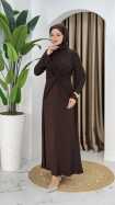 Merve Tesettür Elbise - Kahve