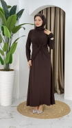 Merve Tesettür Elbise - Kahve