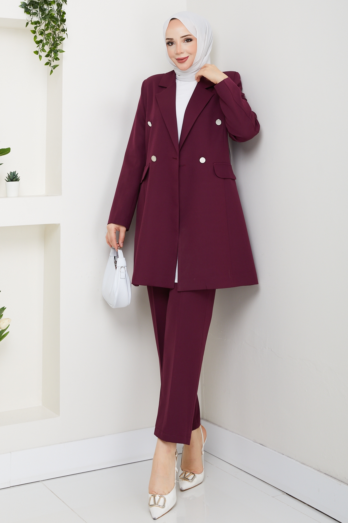 Yeni Beste Ceket Takım - Bordo