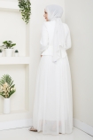 Balım Tesettür Abiye Elbise - Beyaz