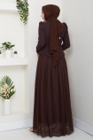 Balım Tesettür Abiye Elbise - Kahve