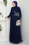 Balım Tesettür Abiye Elbise - Lacivert