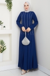 Oya Tesettür Elbise - Lacivert