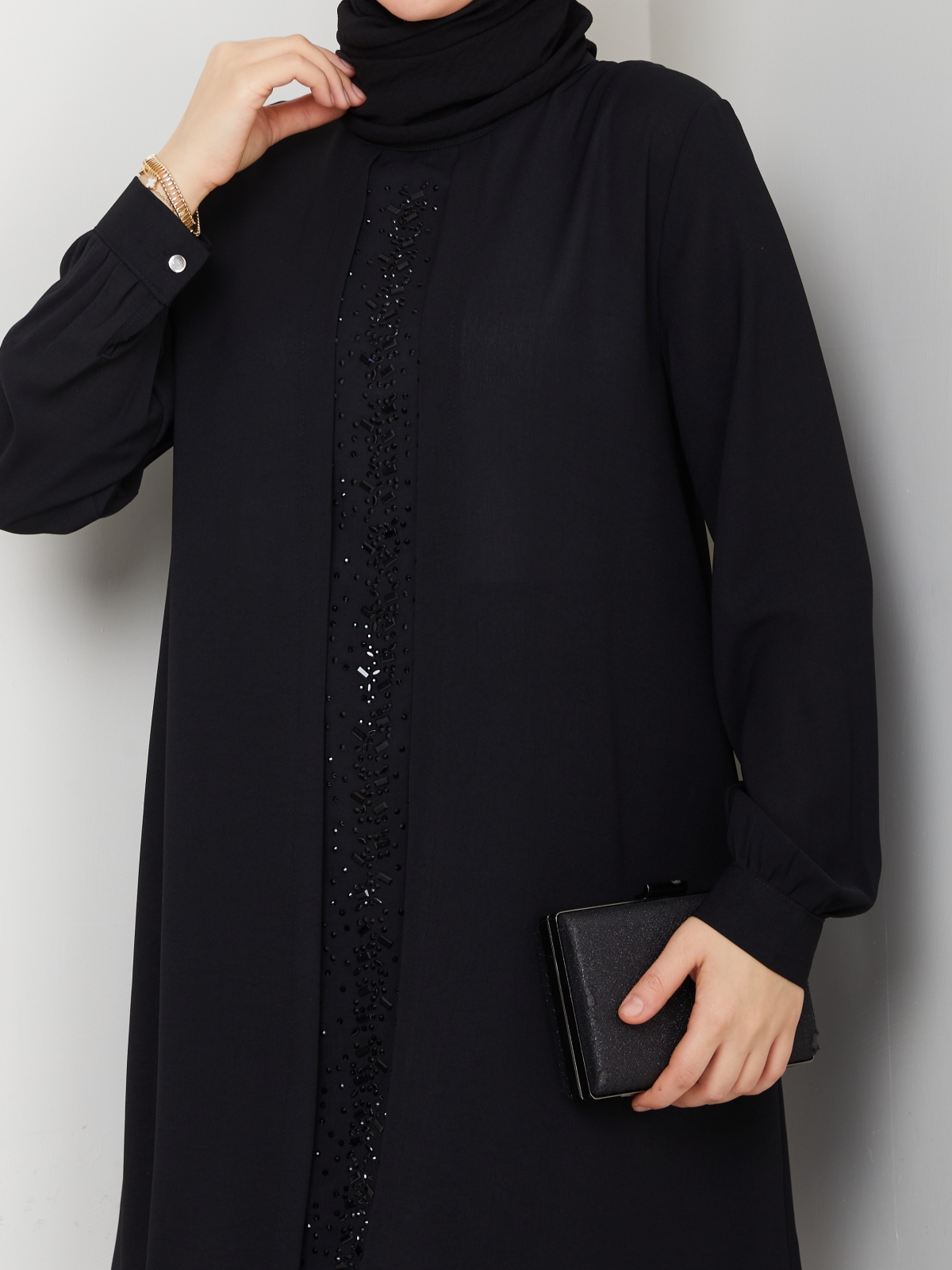 Meltem Tesettür Pantolonlu Takım - Siyah