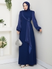 Firüze Abiye Tesettür Elbise - Lacivert