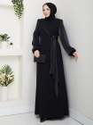 Firüze Abiye Tesettür Elbise - Siyah