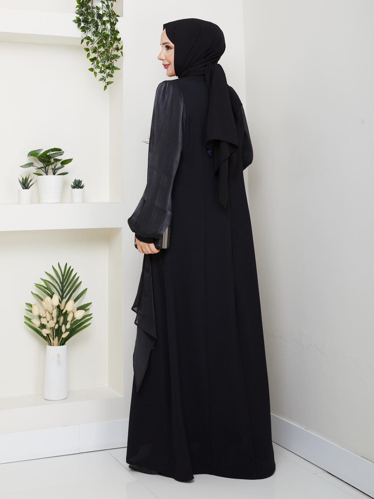 Firüze Abiye Tesettür Elbise - Siyah