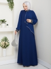 İpek Tesettür Abiye Elbise - Saks