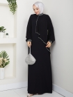 İpek Tesettür Abiye Elbise - Siyah
