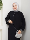 İpek Tesettür Abiye Elbise - Siyah