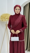 Beyhan Tesettür Abiye Elbise - Bordo