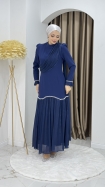 Beyhan Tesettür Abiye Elbise - Mavi