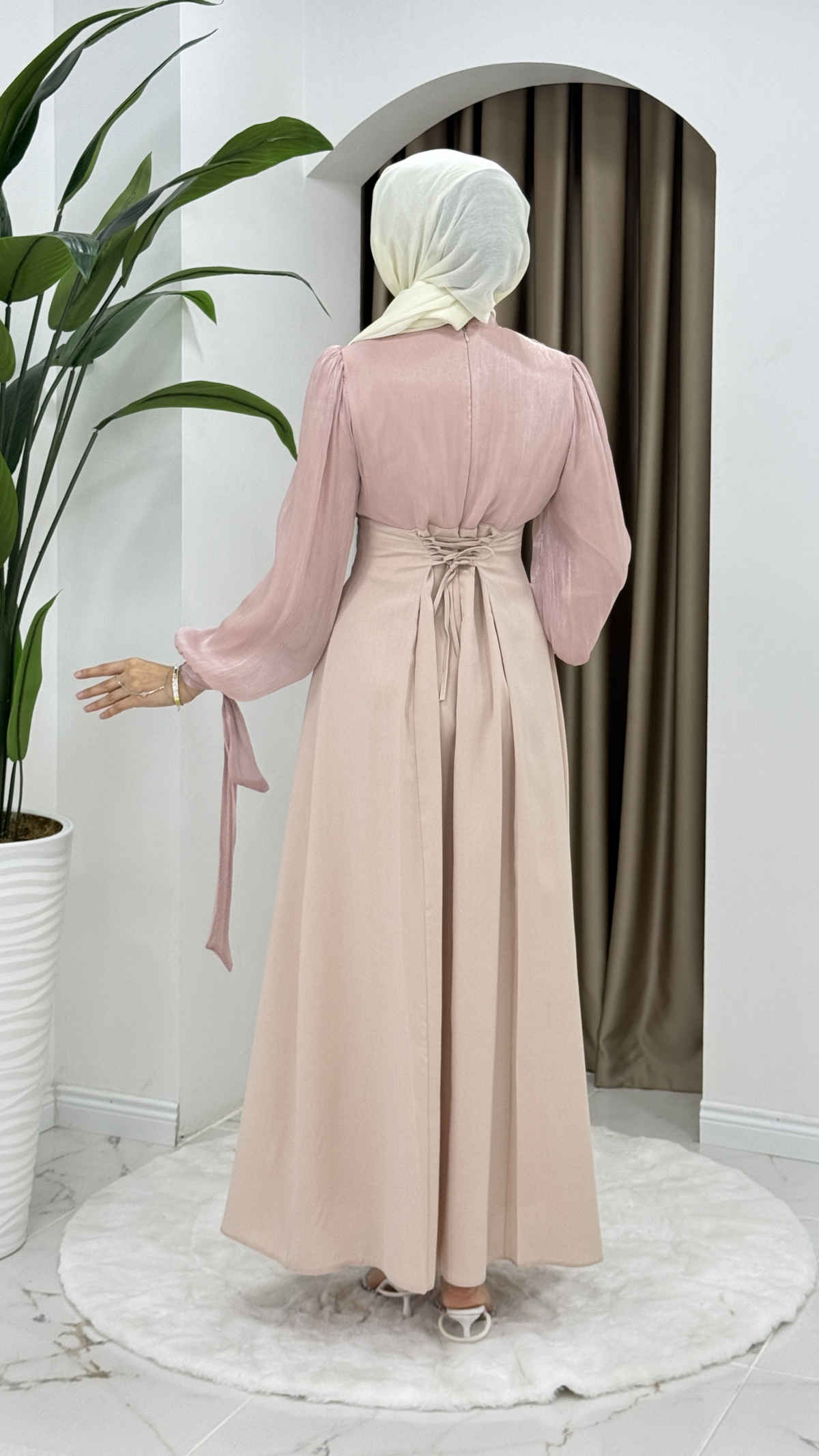 Nevin Tesettür Abiye Elbise - Pembe