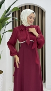 Nevin Tesettür Abiye Elbise - Bordo