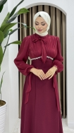 Nevin Tesettür Abiye Elbise - Bordo