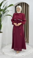 Nevin Tesettür Abiye Elbise - Bordo