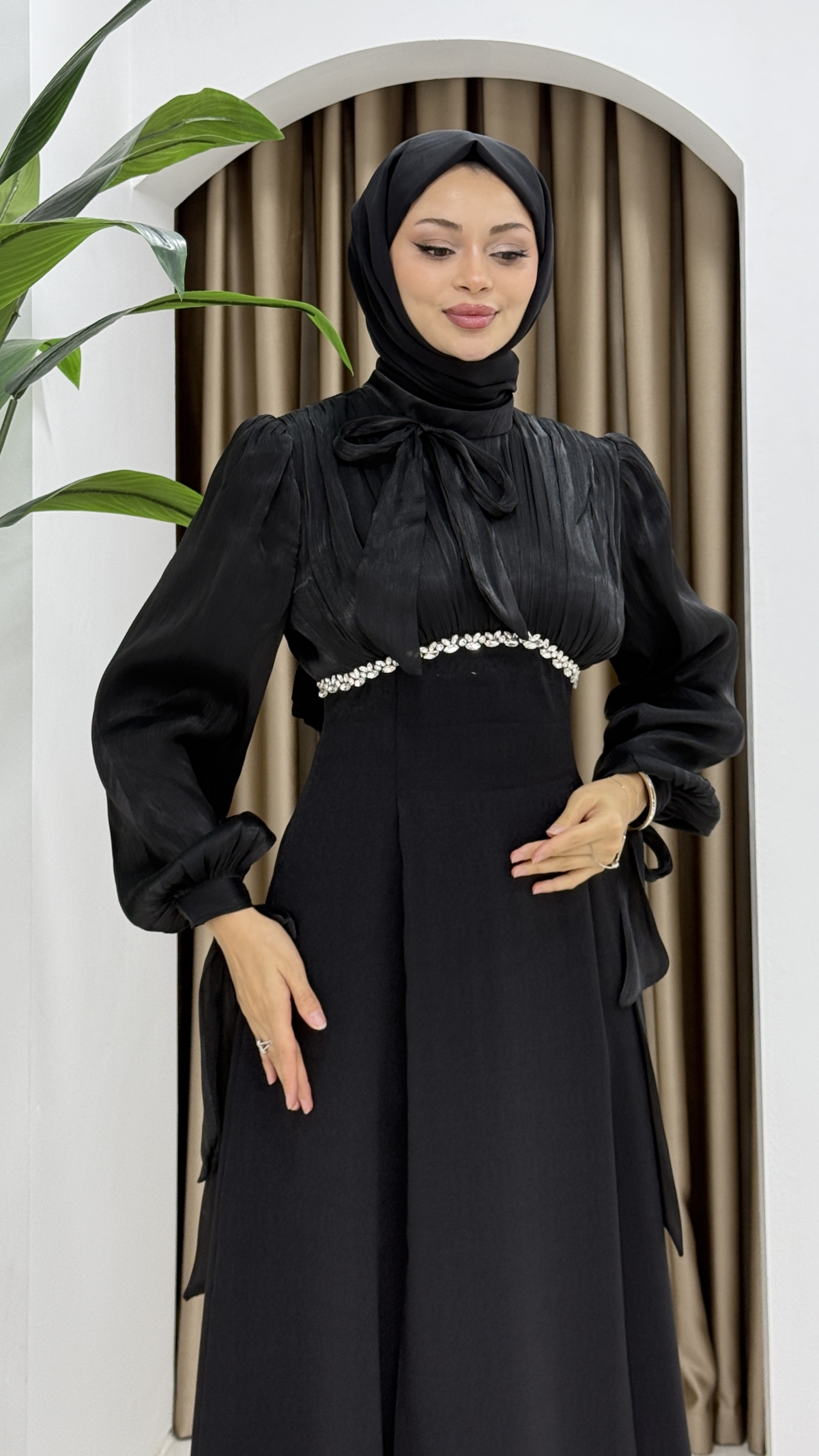 Nevin Tesettür Abiye Elbise - Siyah