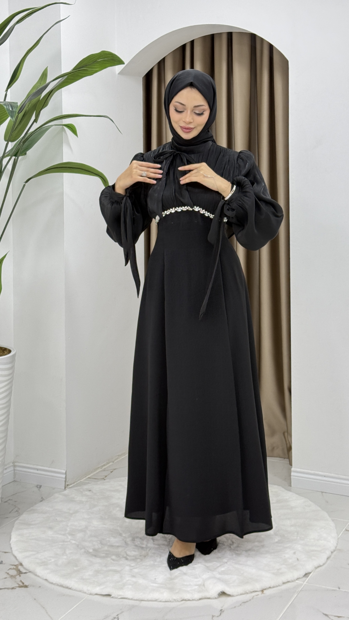 Nevin Tesettür Abiye Elbise - Siyah