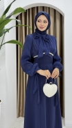 Nevin Tesettür Abiye Elbise - Lacivert