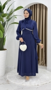 Nevin Tesettür Abiye Elbise - Lacivert