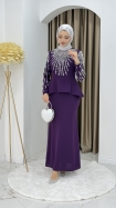Prenses Tesettür Abiye Elbise - Mor