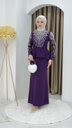 Prenses Tesettür Abiye Elbise - Mor