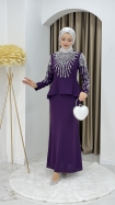 Prenses Tesettür Abiye Elbise - Mor