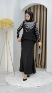 Prenses Tesettür Abiye Elbise - Siyah