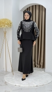 Prenses Tesettür Abiye Elbise - Siyah