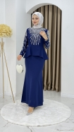 Prenses Tesettür Abiye Elbise - Mavi