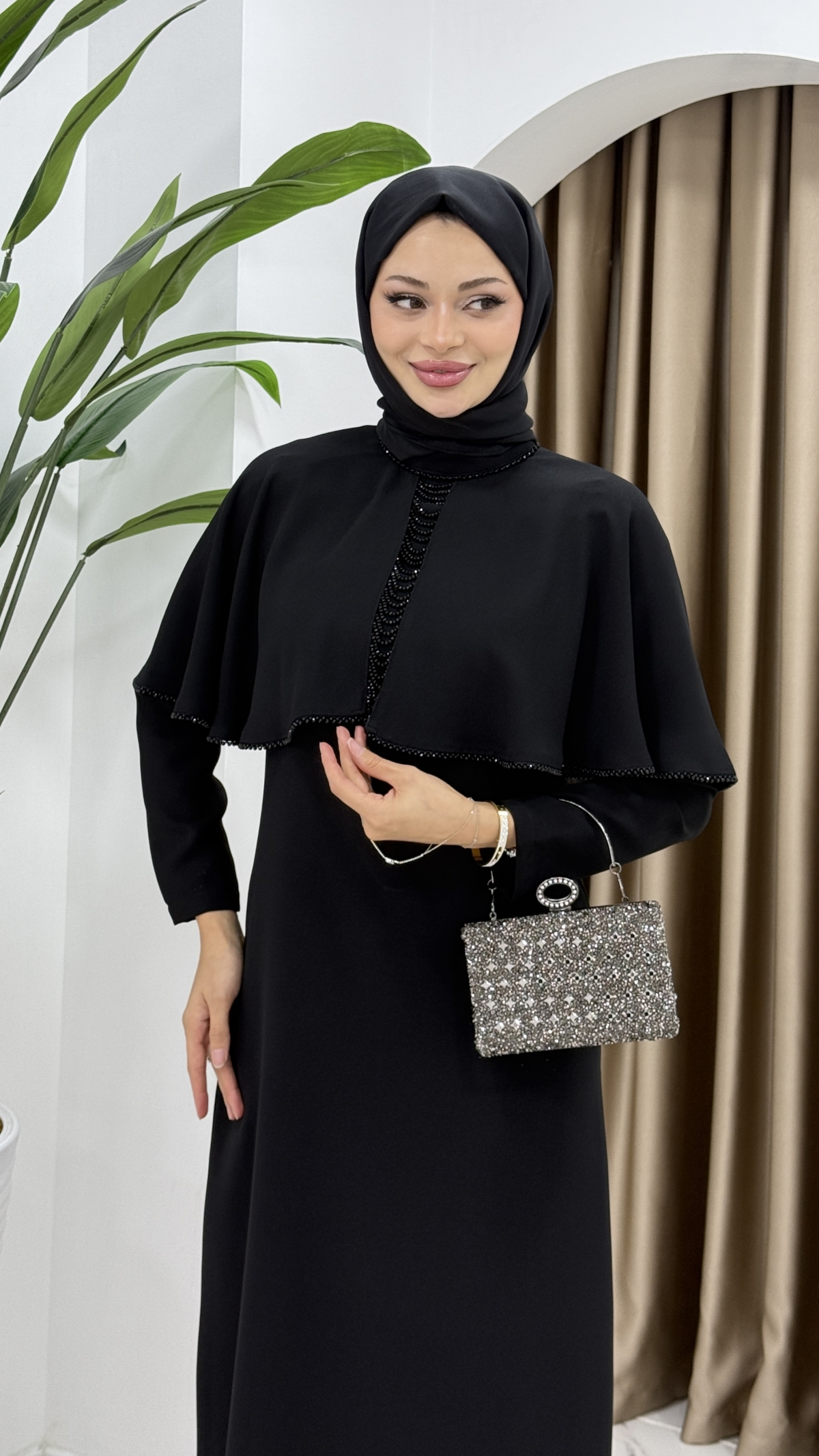 Filiz Tesettür Elbise - Siyah