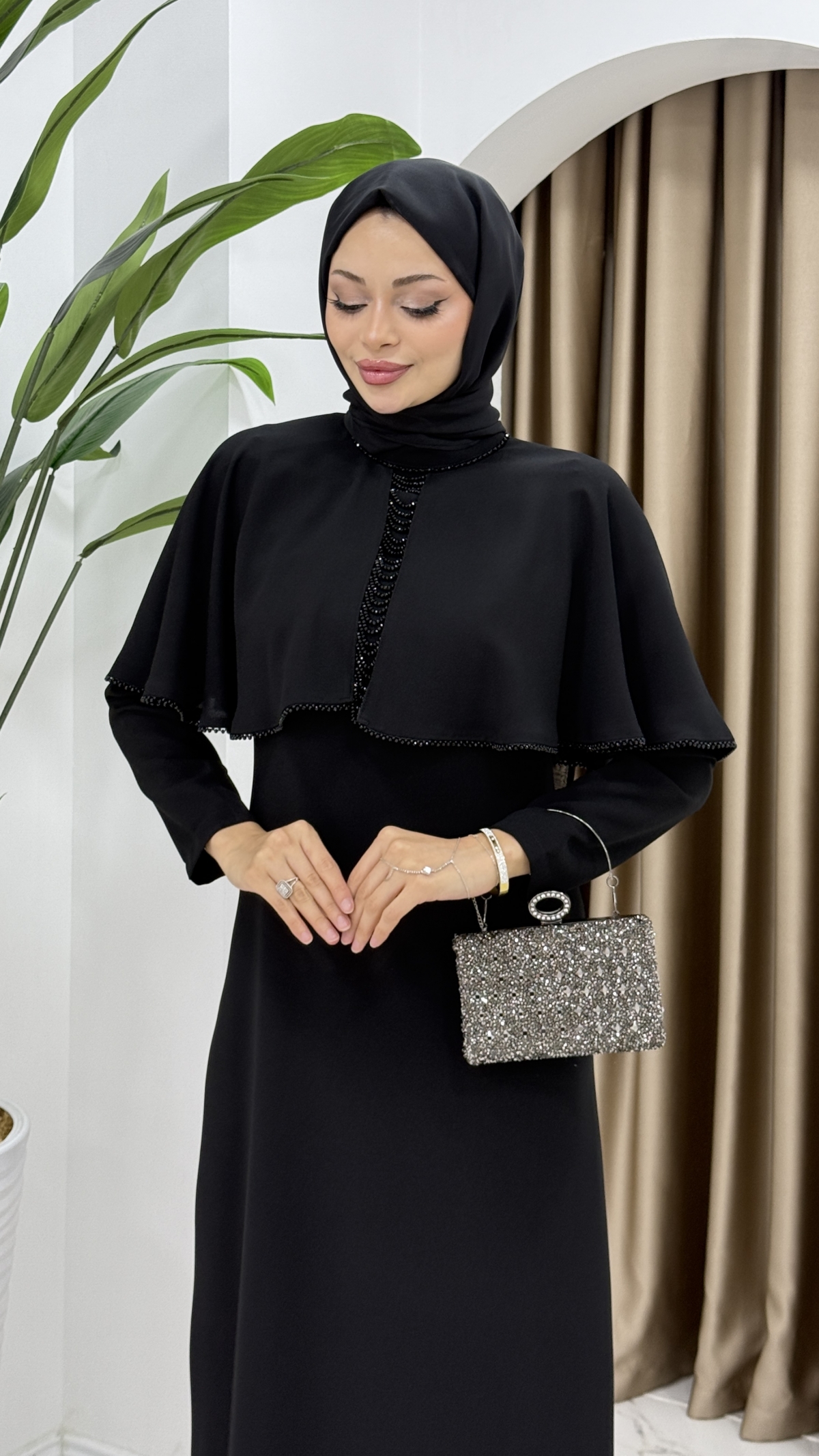 Filiz Tesettür Elbise - Siyah