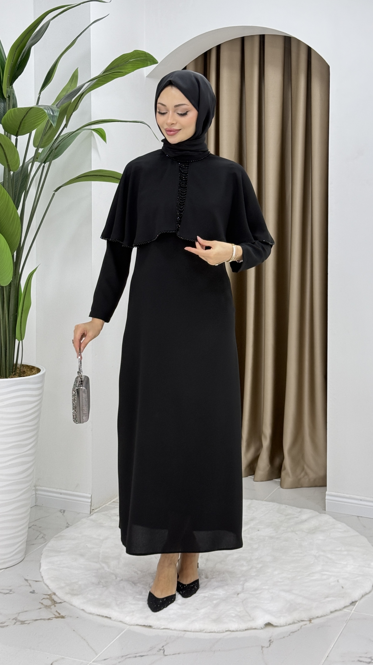 Filiz Tesettür Elbise - Siyah