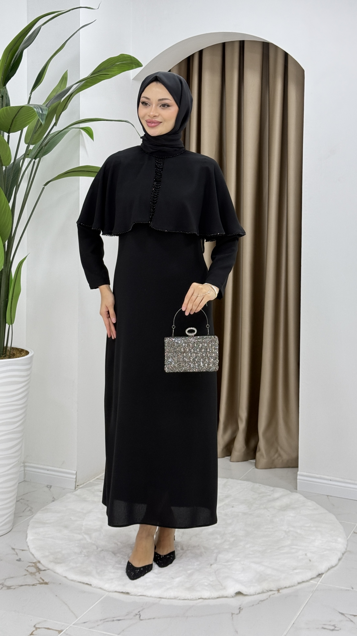 Filiz Tesettür Elbise - Siyah