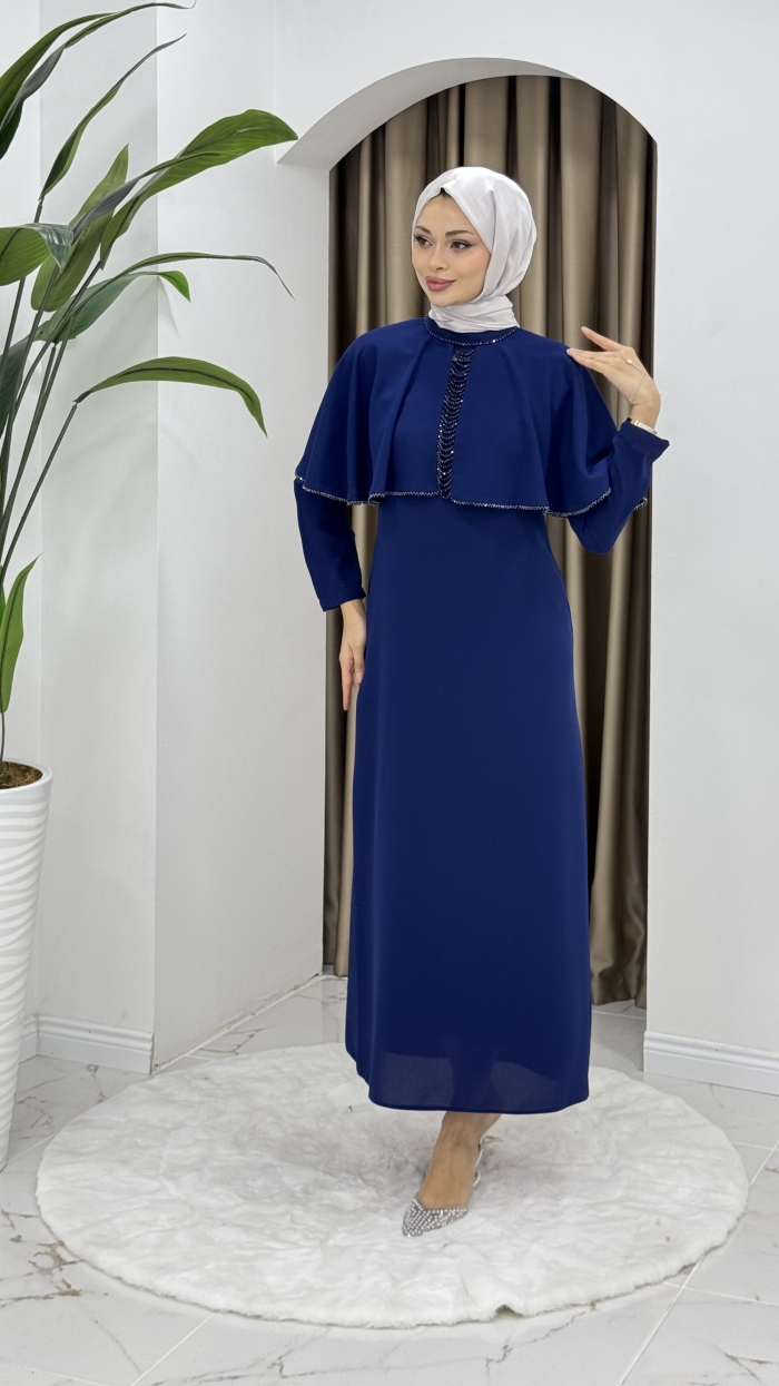Filiz Tesettür Elbise - Mavi