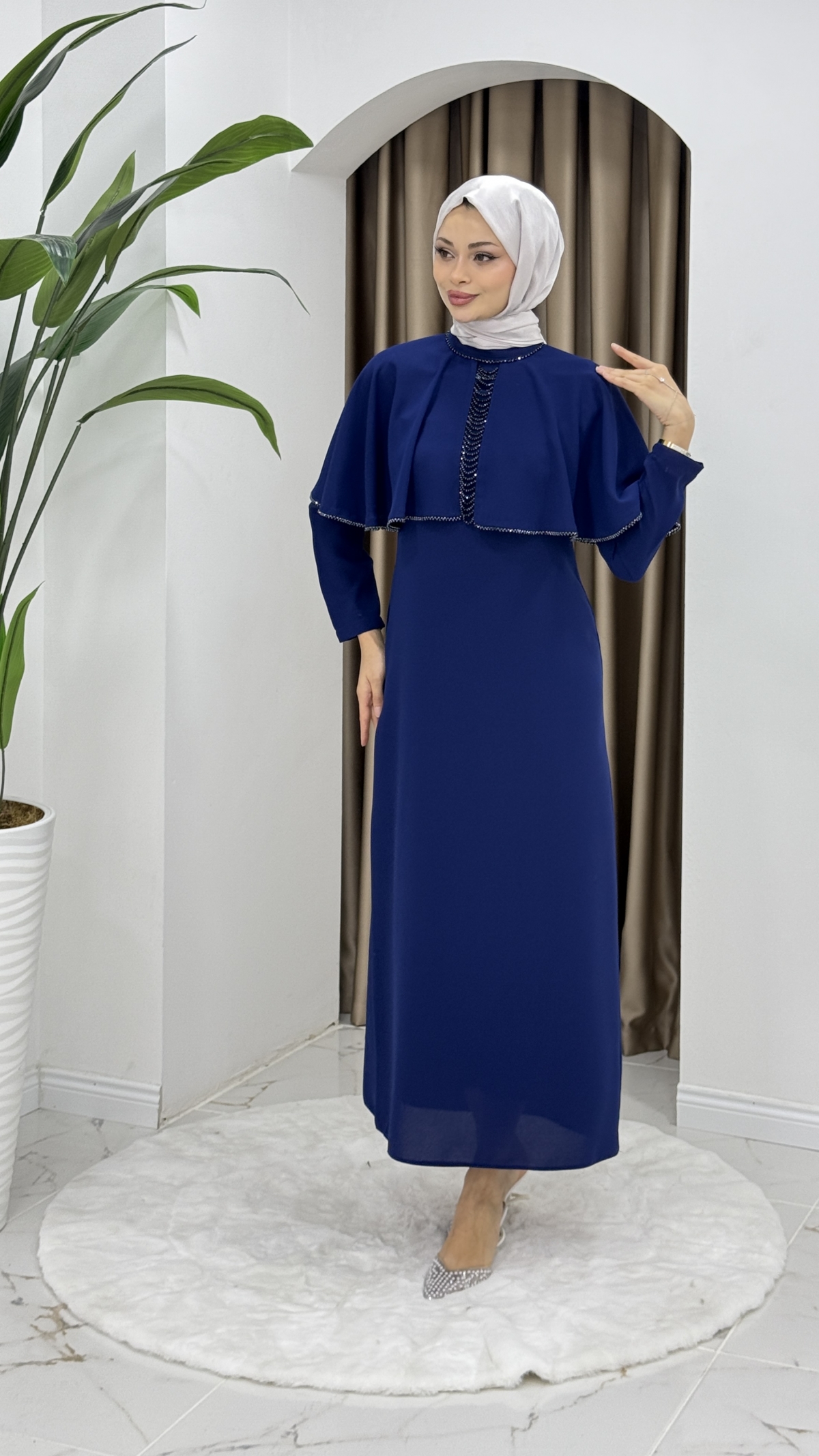 Filiz Tesettür Elbise - Mavi