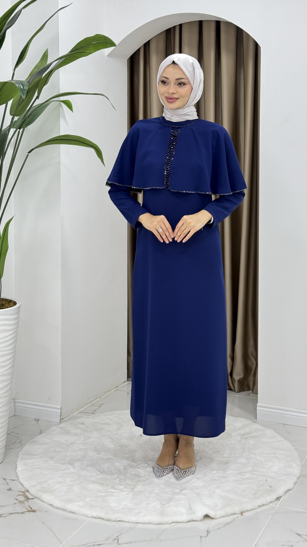 Filiz Tesettür Elbise - Mavi