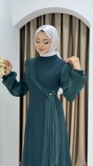 Firüze Abiye Tesettür Elbise - Zümrüt