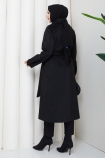 Ceyda Tesettür Kaşe Kaban - Siyah