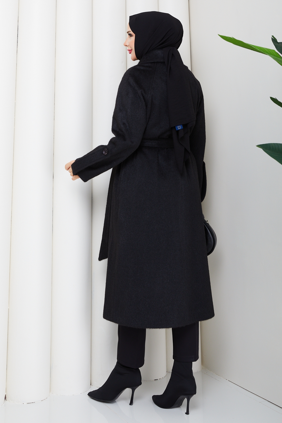 Ceyda Tesettür Kaşe Kaban - Siyah