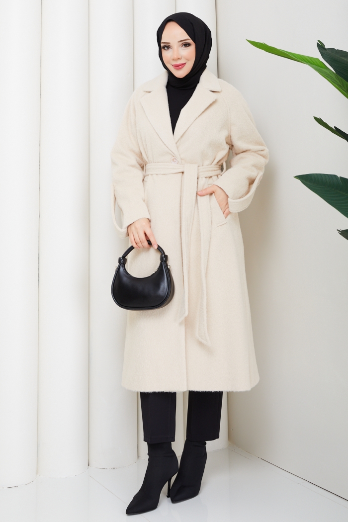 Ceyda Tesettür Kaşe Kaban - Taş