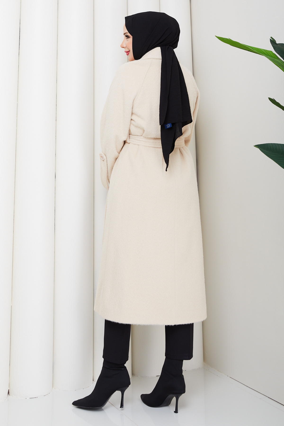 Ceyda Tesettür Kaşe Kaban - Taş