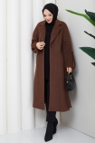 Ceyda Tesettür Kaşe Kaban - Kahve