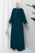 İpek Tesettür Abiye Elbise - Zümrüt