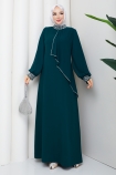 İpek Tesettür Abiye Elbise - Zümrüt
