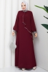 İpek Tesettür Abiye Elbise - Bordo